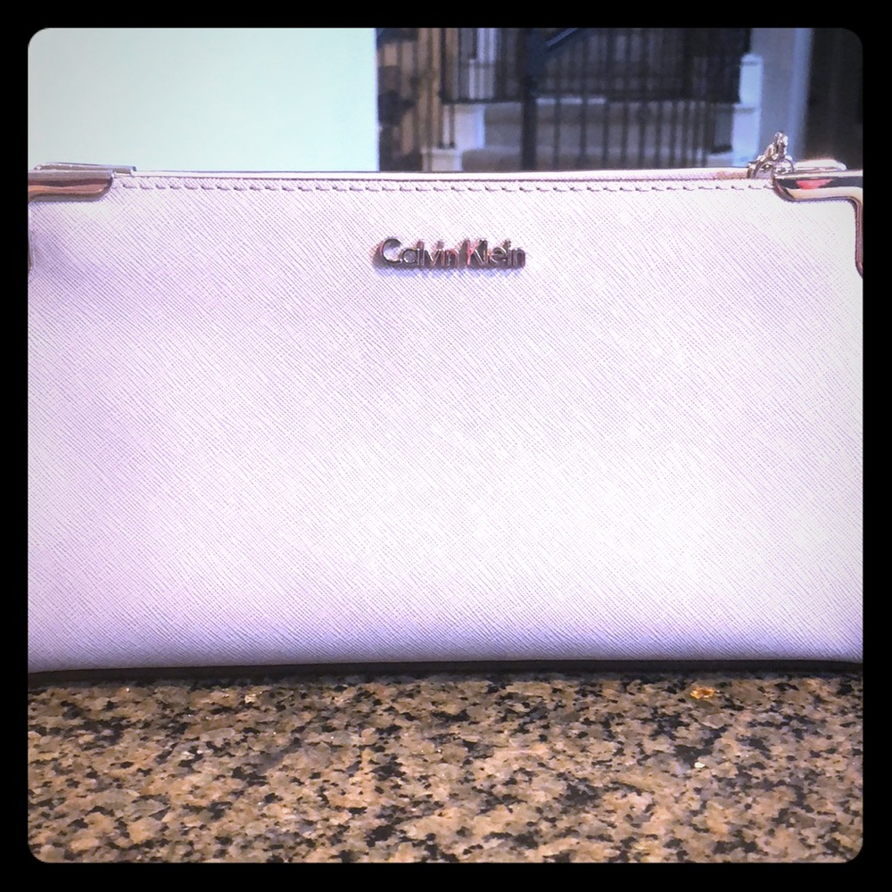 Calvin Klein Saffiano Leather Clutch/Shoulder Bag